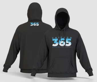 Chicago 365 Hoodie Black w Blue & White Logo