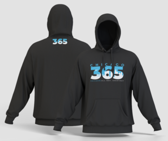 Chicago 365 Hoodie Black w Blue & White Logo